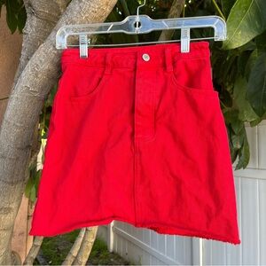 Brandy Melville John Galt Denim Mini Skirt in Red .